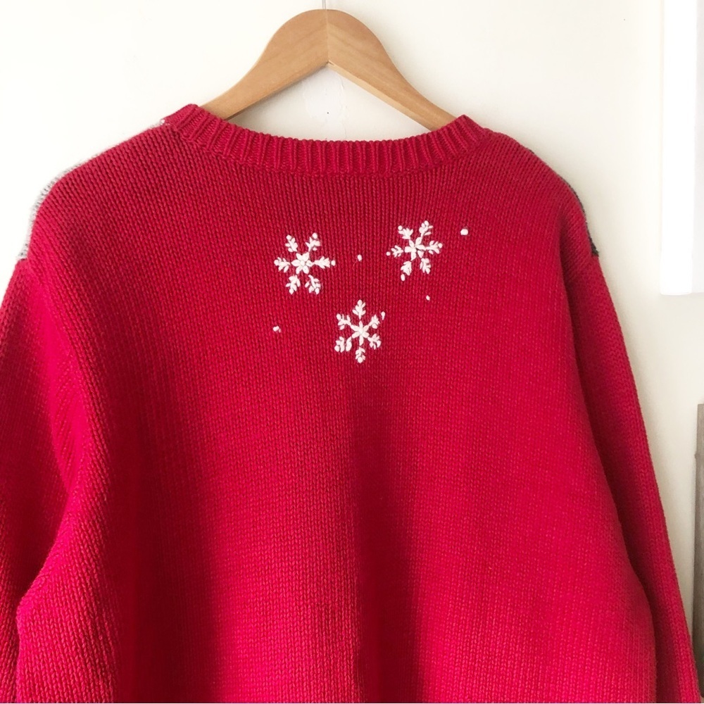 Vintage Croft Barrow Red Winter Patchwork Cardinal Snowflake Full Zip Sweater XL - Picture 6 of 14